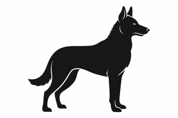German Shepherd Dog Silhouette Vector, German Shepherd dog in different poses isolated on white background.