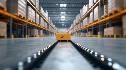 Futuristic Warehouse with Automated Storage and Advanced Inventory Management