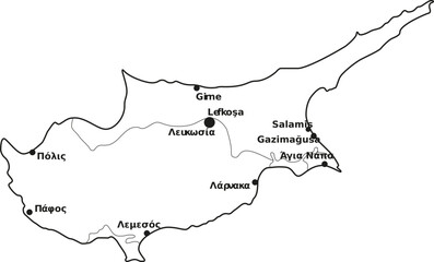 Map of Cyprus with cities