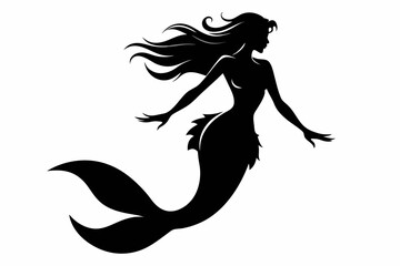 
Mermaid vector silhouette, Mermaid flat icon, Mermaid black Clip art
