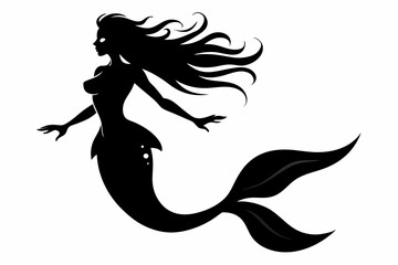 
Mermaid vector silhouette, Mermaid flat icon, Mermaid black Clip art