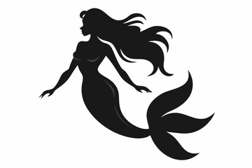 
Mermaid vector silhouette, Mermaid flat icon, Mermaid black Clip art