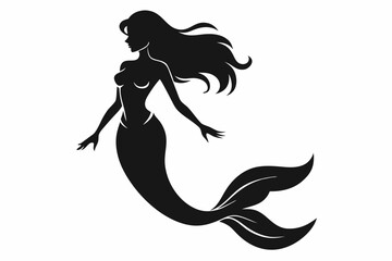 
Mermaid vector silhouette, Mermaid flat icon, Mermaid black Clip art
