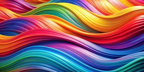 Obraz premium Rainbow Wavy Abstract, Abstract Background, Colorful Waves, 3D Illustration