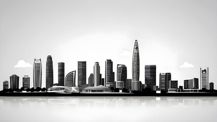 Fototapeta premium Lagos skyline horizontal banner. Black and white silhouette of Lagos, Nigeria. Vector template for your design. 