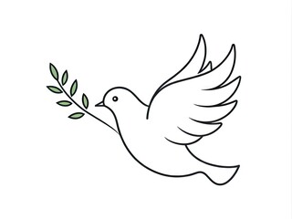 Obraz premium A Minimalistic Line Drawing Of A Dove With An Olive Branch In Its Beak, Symbolizing Peace And Harmony.