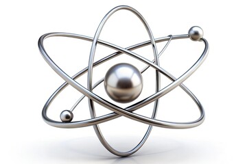 A minimalist, modern, and sleek atom symbol, often representing scientific skepticism and rational thought, isolated on a white background with subtle shadowing.