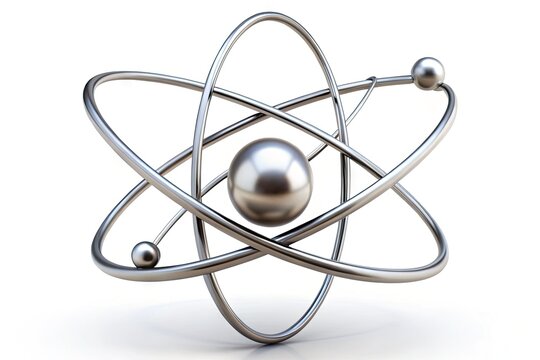 A minimalist, modern, and sleek atom symbol, often representing scientific skepticism and rational thought, isolated on a white background with subtle shadowing.