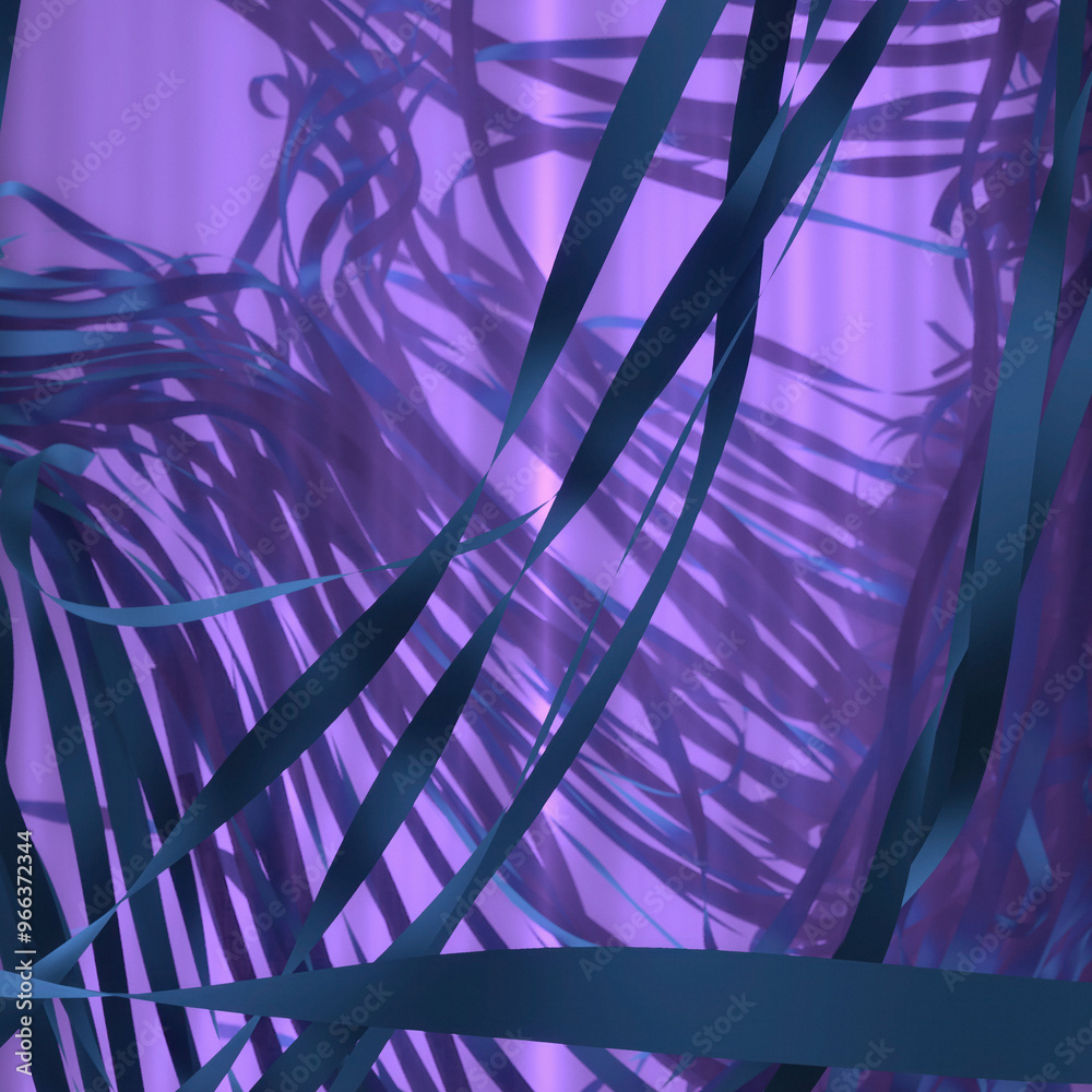 Poster Digital illustration with a swirling abstract pattern in purple and blue. 3d rendering