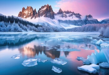 Fototapeta premium detailed chilly landscape featuring intricate ice structures frosted terrain captivating natural beauty, nature, winter, cold, scenery, crystal, snow