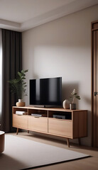 home interior featuring cozy modern room natural wooden furniture