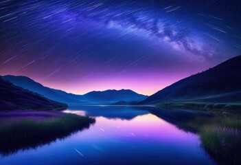 Fototapeta premium stunning night sky views illuminated shimmering stars over calm landscape celestial beauty twinkling lights, astrophotography, charm, calmness, clarity