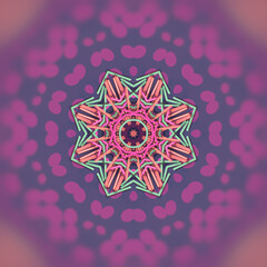 Digital illustration of a kaleidoscopic pattern of chaotically drawn green, orange and pink sticks. 3d rendering