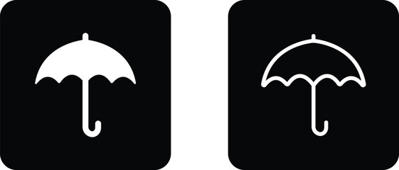 Umbrella, Insurance Line Icon set. Editable Stroke flat black vector collection isolated on transparent background. Pixel Perfect. Protection parasol symbol. For Mobile and Web. Insurance Act Solid