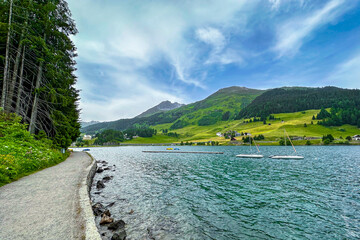 Landscape with lake and mountains - Davos, Switzerland