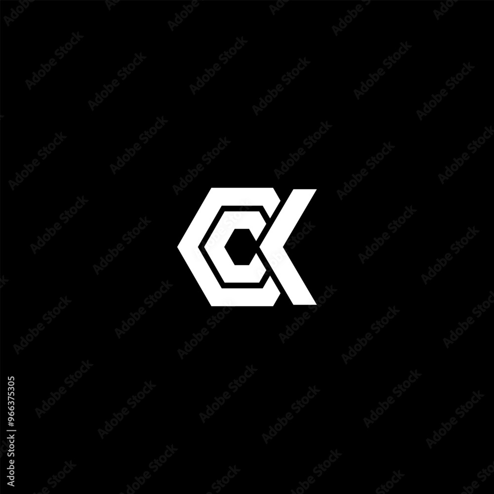 Wall mural CK simple logo for your business, in black background