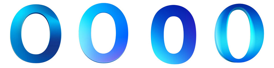Number 0, Blue Gradient, logotype, Zero isolated on a transparent background