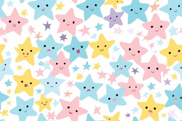 Obraz premium Cheerful stars seamless pattern for kids' fabric and wallpaper design. AI