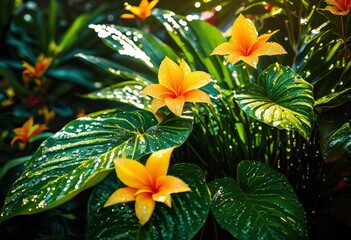 vibrant plant features showcasing lush greenery thriving garden energy colorful flowers healthy foliage, abundance, biodiversity, bloom, botanical, colors