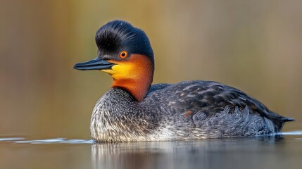 Fototapeta premium Black-necked Grebe Bird in Nature, Photo Realistic, Wallpaper, Cover and Screen for Smartphone, PC, Laptop, 9:16 and 16:9 Format
