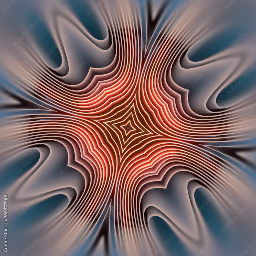 Leinwandbilder Digital illustration of a kaleidoscopic bright and dynamic pattern. 3d rendering