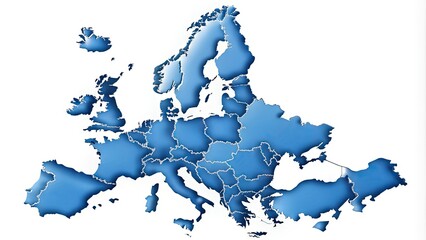 A Simple And Stylized Map Outlines The Countries Of Europe Against A White Background