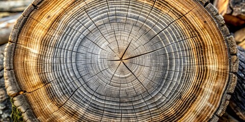 A Close-Up of a Tree Trunk's Growth Rings, Showing its Age and History, Natural Textures, Wood Grain, Forest, Nature, Trees