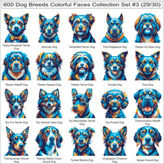 Dog Breeds Colorful Dog Faces Collection Set of 600 Dog Faces Isolated Part 29