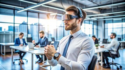 Exploring Futuristic Wearable Technology in a Modern Office Setting for Enhanced Productivity