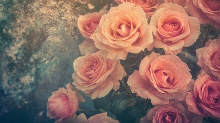 A close-up view of delicate pink roses arranged beautifully, showcasing their soft petals against a textured background.