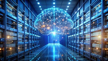 Conceptual Art Depicting AI's Takeover of Complex Data Management in a Futuristic Context