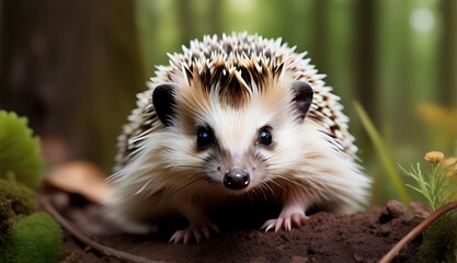 Fototapeta premium watercolor painting hedgehog showcasing nature diversity