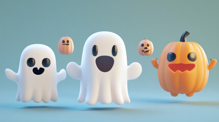 These are adorable 3D ghost characters perfect for Halloween. They're part of a set of spooky, fun characters that include vampires and monsters.