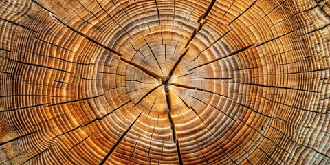 Fototapeta premium Close-up of Tree Rings, Showing Detailed Growth Patterns, Wooden Texture, Organic Shapes, Tree Growth, Wood Grain, Natural Beauty. tree rings