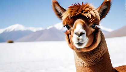 Obraz premium alpaca lively watercolor depiction frolicking clean white background artistic portrayal revealing playful side andean creatures