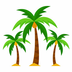  A simple and colorful illustration of three palm trees, perfect for adding a tropical touch to your designs. This vector graphic is ideal for websites, brochures.