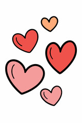  A whimsical illustration of five hearts in various shades of pink and red. Perfect for adding a touch of love and sweetness to your designs.