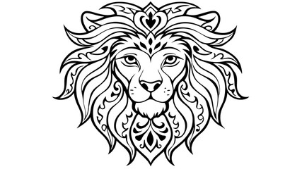 Fototapeta premium lion mandala coloring book page