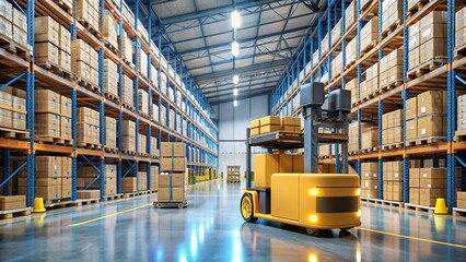 Autonomous Robots Efficiently Managing Warehouse Logistics for Streamlined Operations and Enhanced Productivity