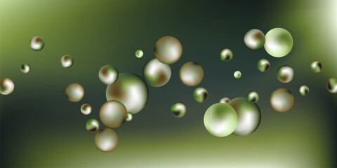 Flying metal balls of different sizes on a gradient background. creative background