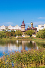 Shot of the orthodox church in the city. Outdoors