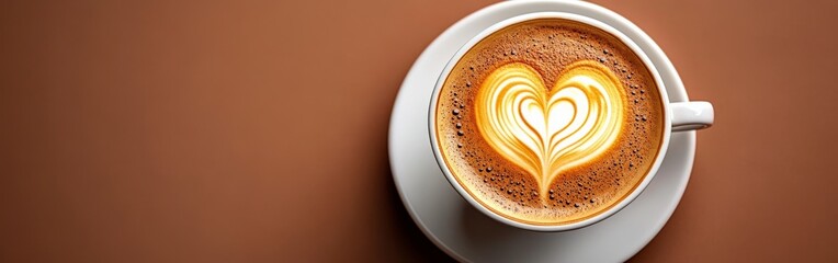 Close-Up of Coffee Cup with Heart-Shaped Latte Art