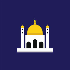 yellow and white mosque with blue background