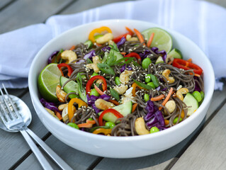 soba noodle bowl with vegetables