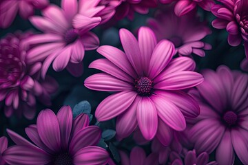 Obraz premium Dark purple theme, flowers close up background