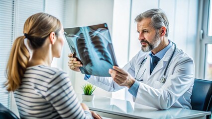 Fototapeta premium Doctor Examining Patient X-Rays in a Medical Office for Accurate Diagnosis and Treatment Planning