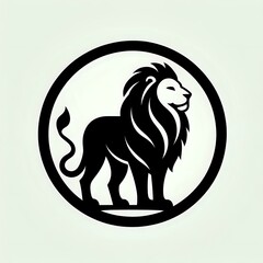 Black and white vector illustration of a wild leon head, with a striped feline tattoo