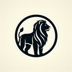 Black and white vector illustration of a wild leon head, with a striped feline tattoo