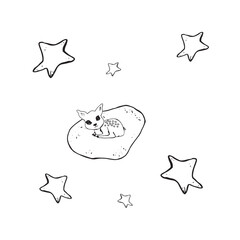 Graphic deer. Hand draws graphic illustrations on a white background. Graphic deer for design