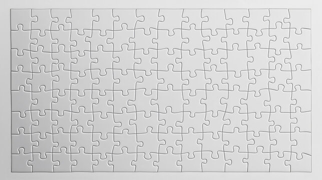 white blank Jigsaw puzzle background with all pieces fit together